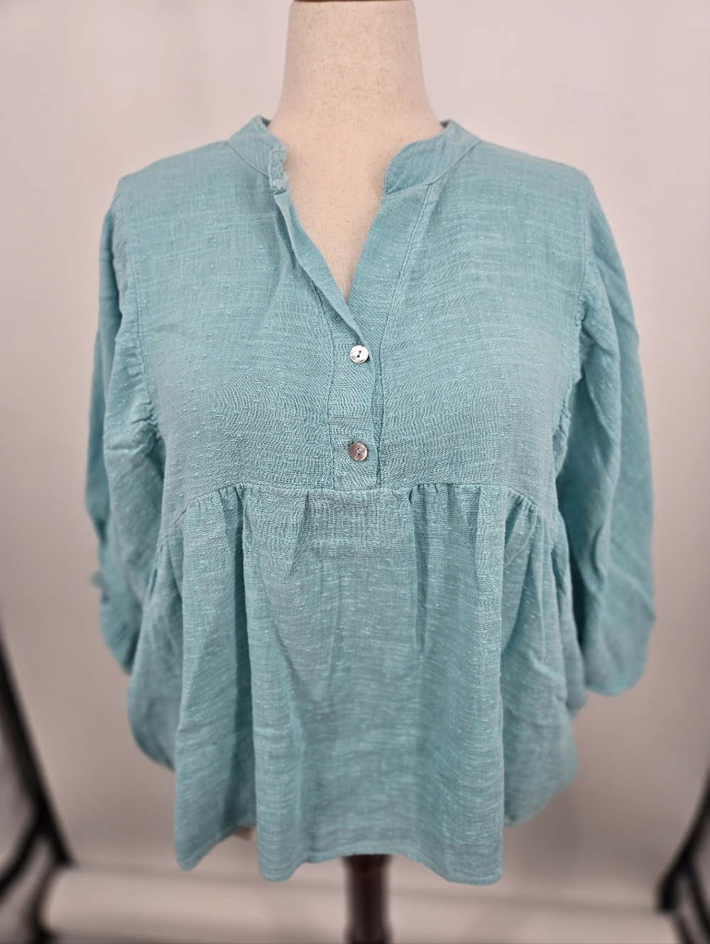 Marisima Italian Linen Bay Wing Sleeve Blouse One Size (7324)